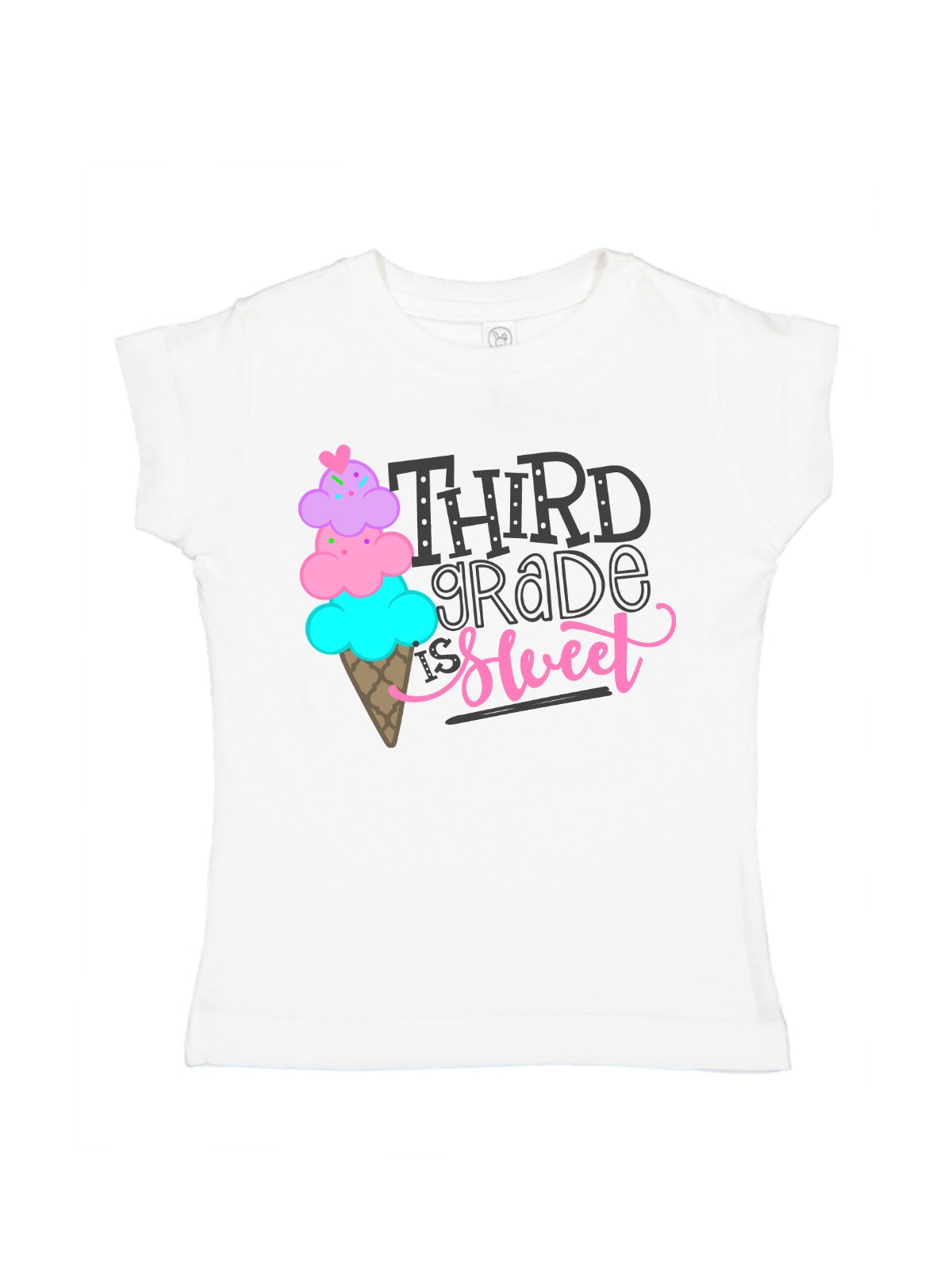 Third Grade is Sweet Girls First Day of School Shirts in Black, White, Blue, and Pink