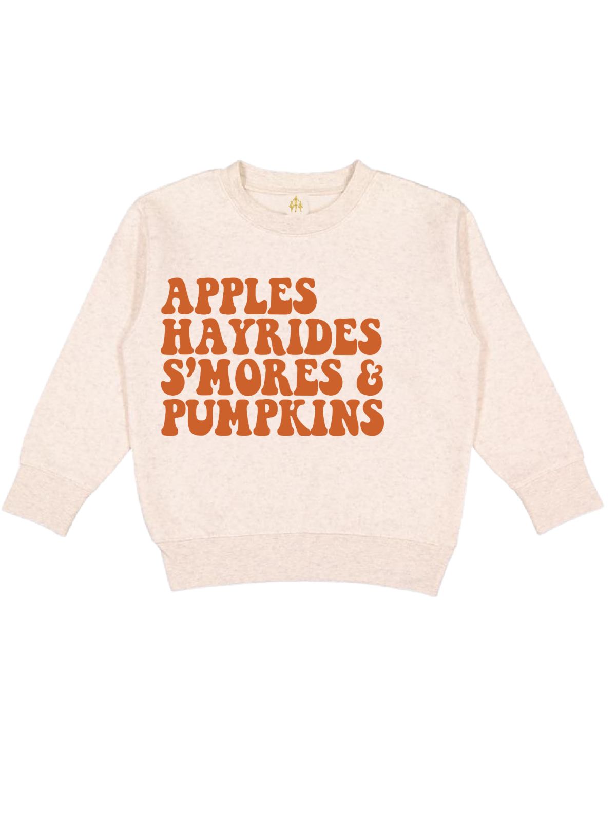 Apples Hayrides Smores and Pumpkins Kids Natural Sweatshirt