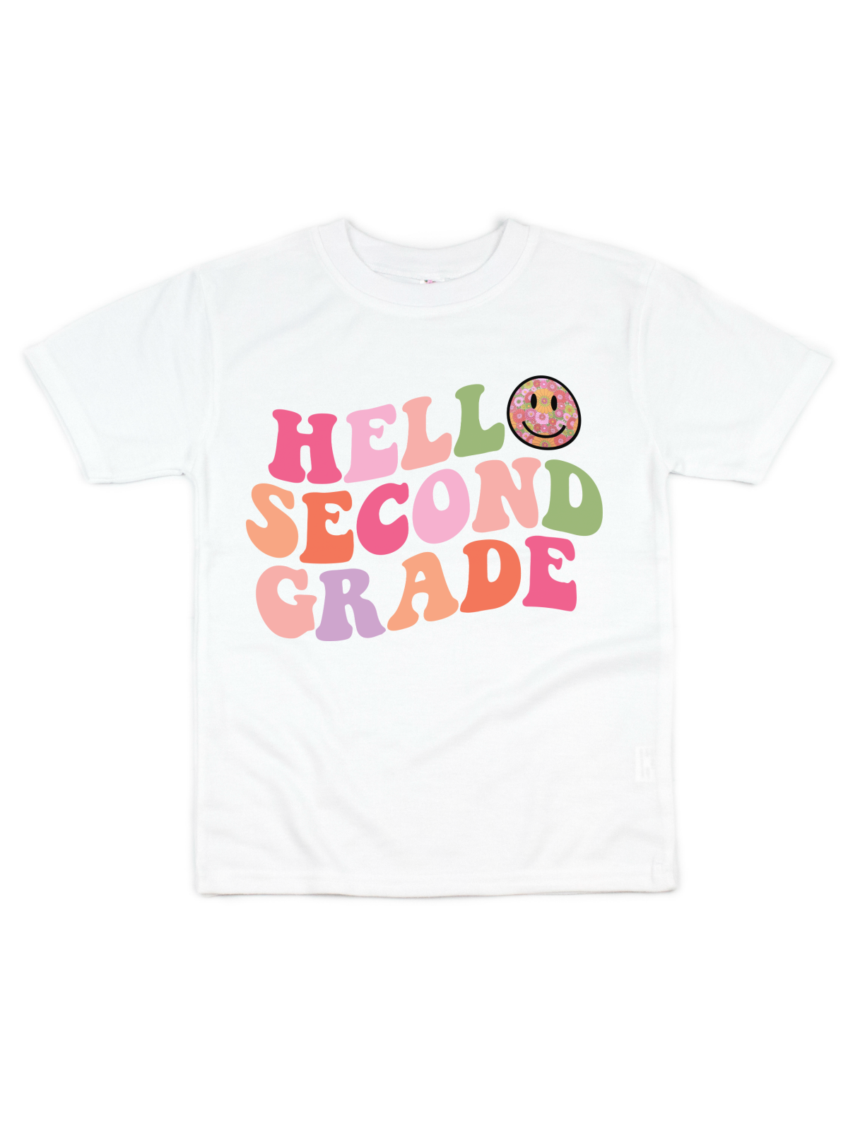 Hello Second Grade Smiles Kids Retro Shirt in Natural