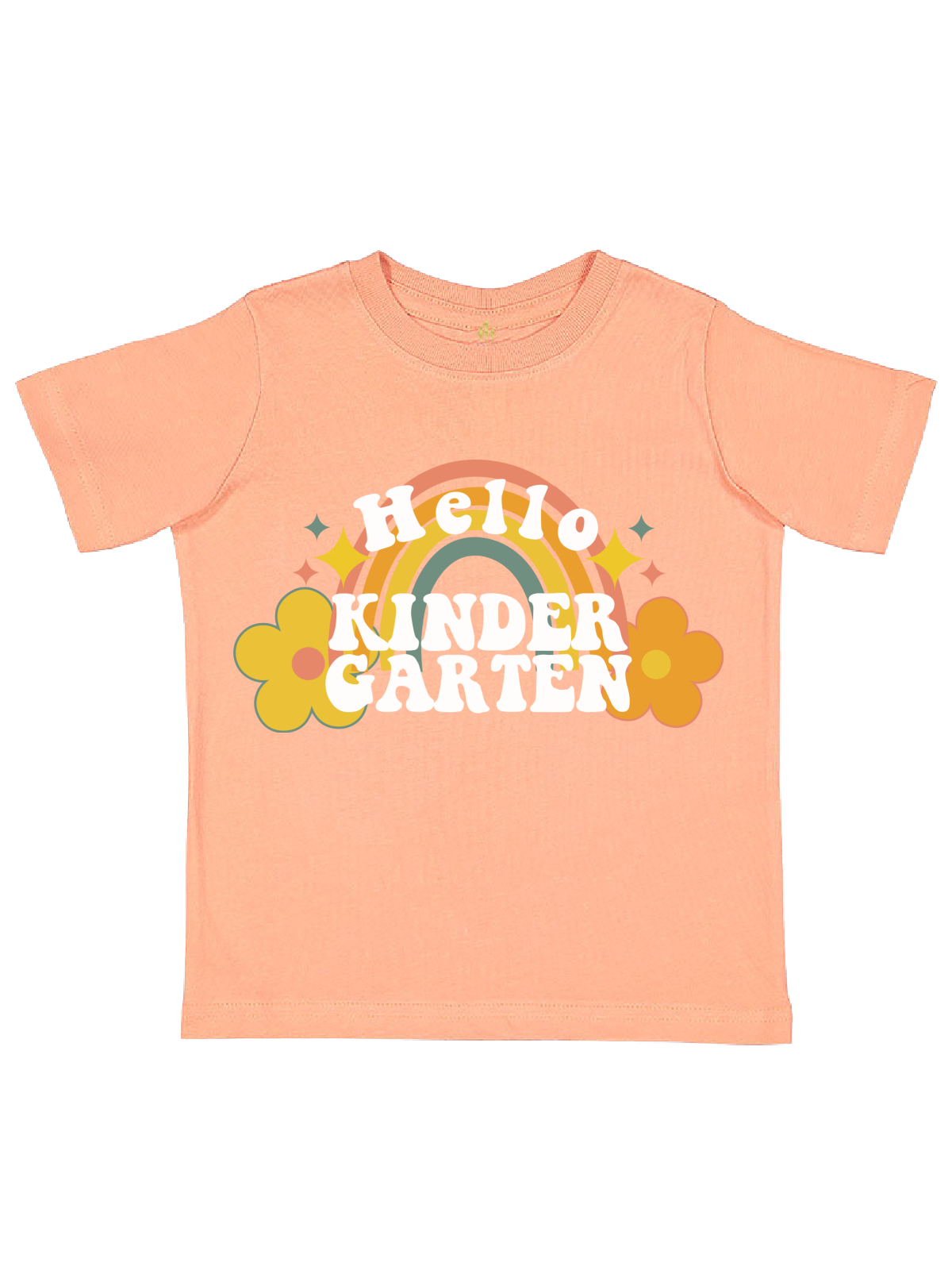 Hello Kindergarten Kids First Day of School Shirt in Peach
