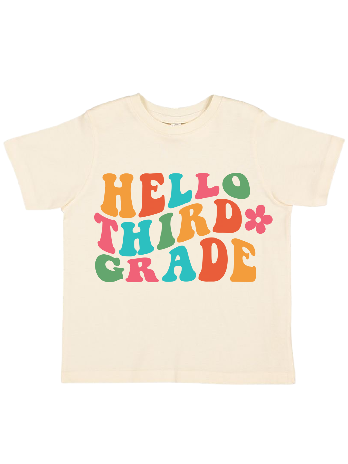 Hello Third Grade Retro Kids Shirt in Natural