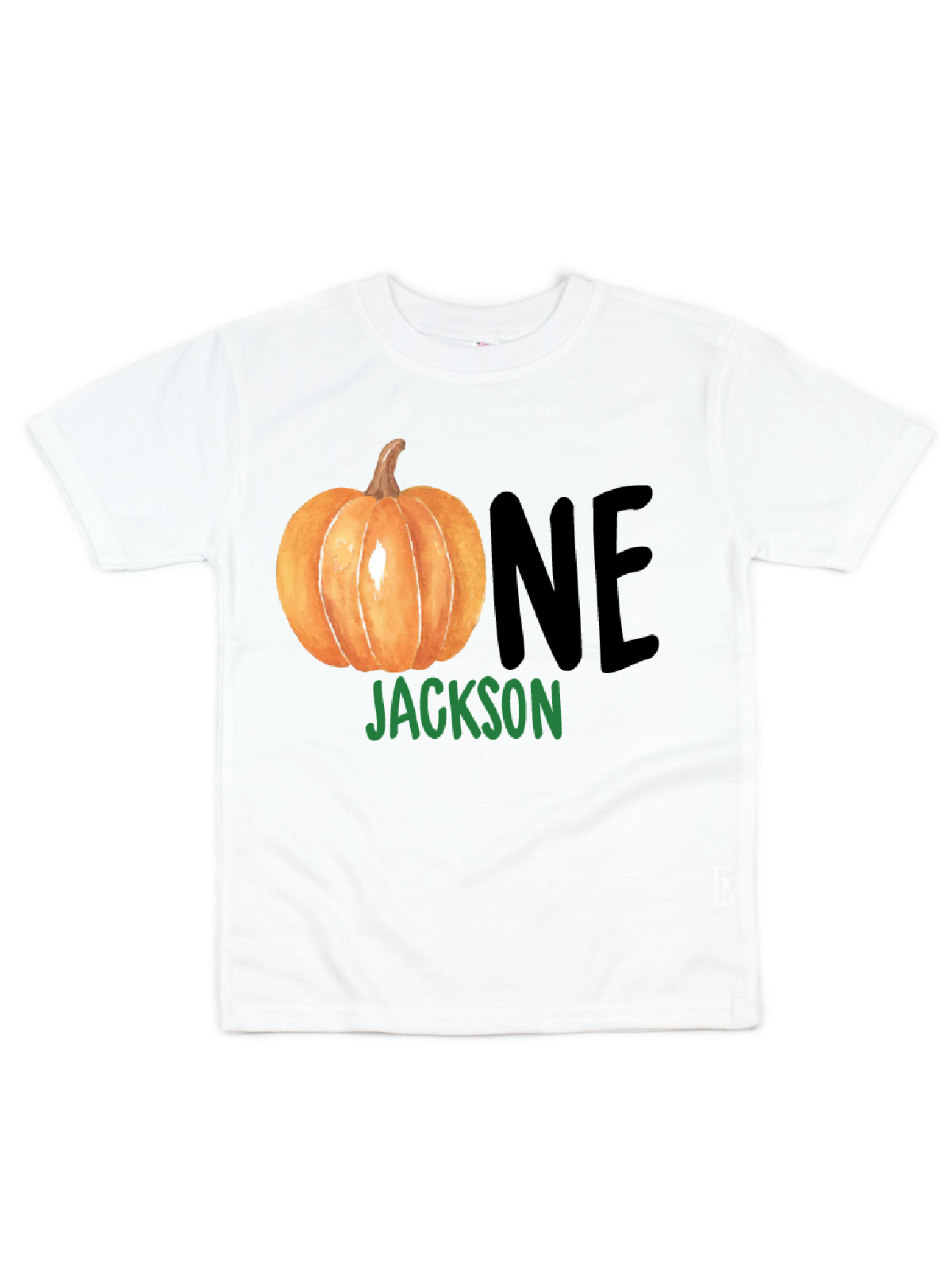 personalized ONE pumpkin shirt in white