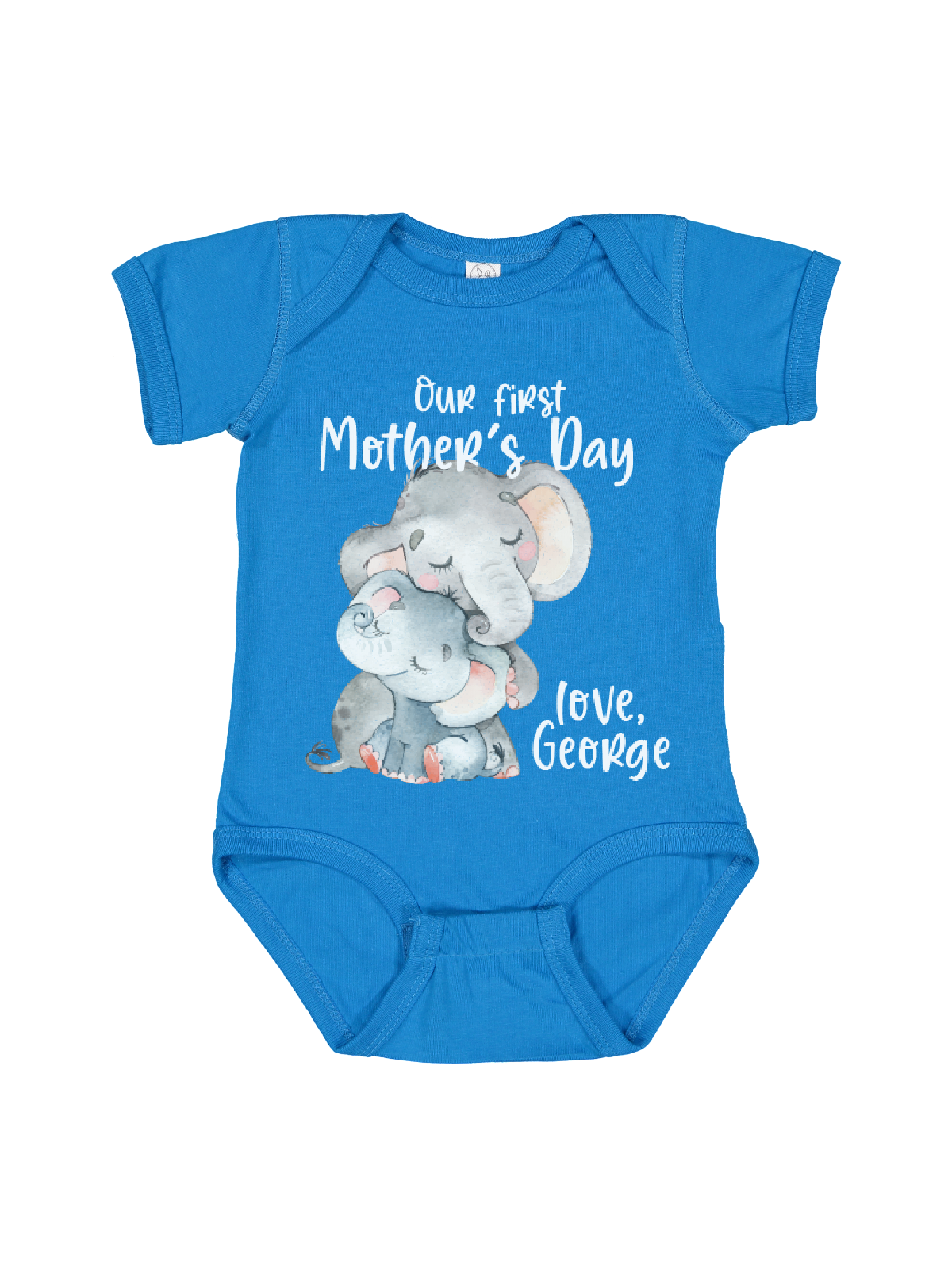 our 1st mother's day kids blue t-shirt elephants