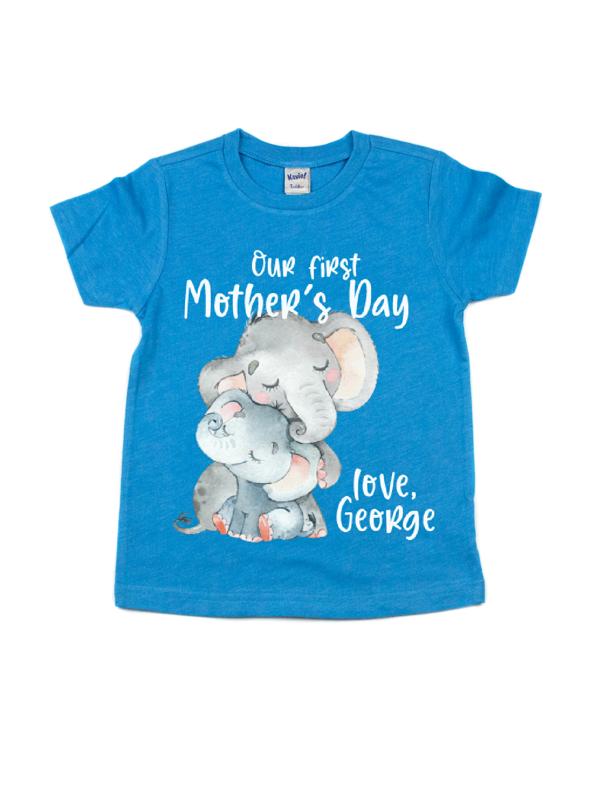 our 1st mother's day kids blue t-shirt elephants