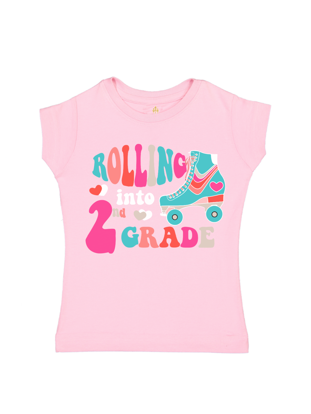 Rolling into 3rd Grade Girls Skating Shirt in Light Pink