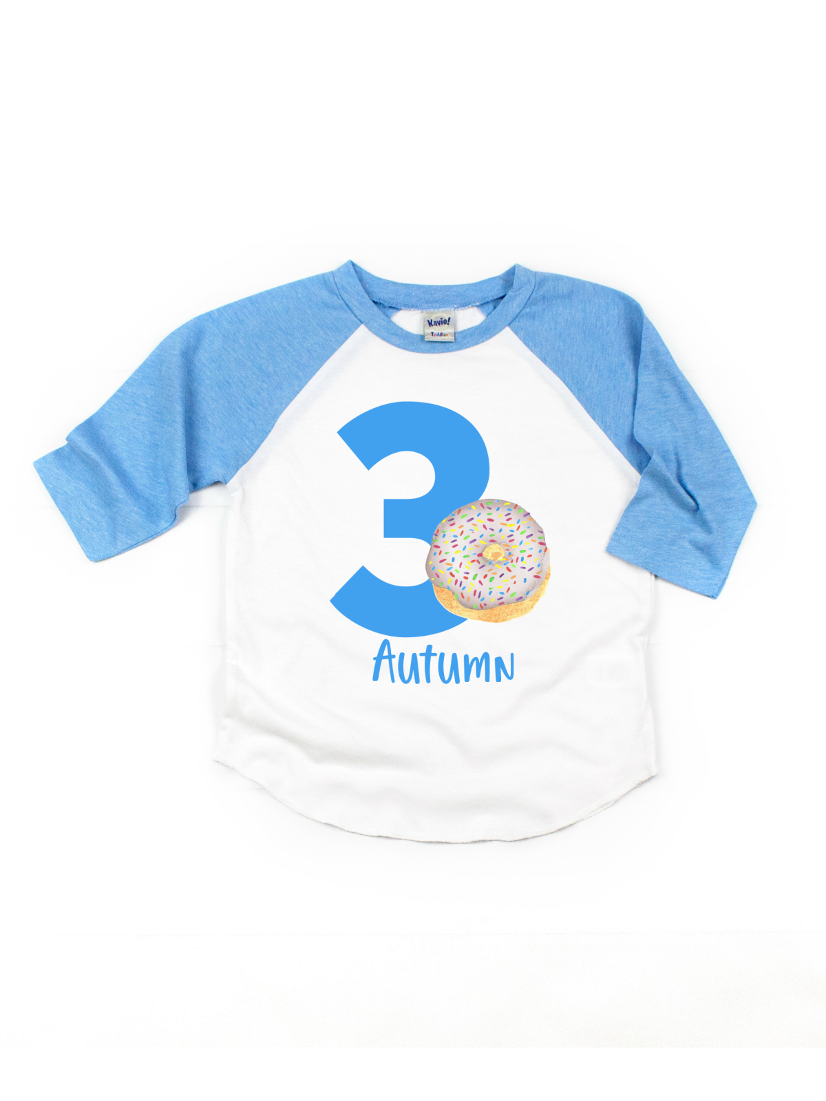 blue sprinkles donut birthday raglan shirt