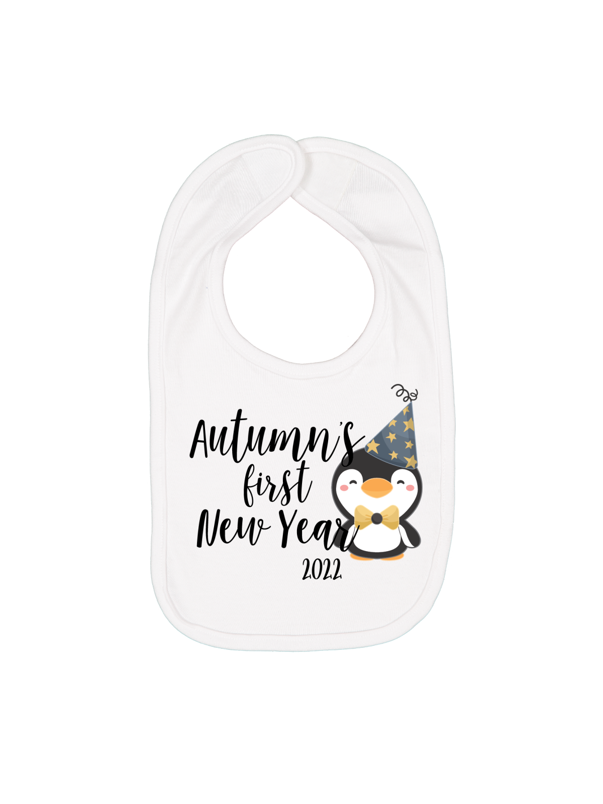 Personalized First New Year's Baby Bib - White