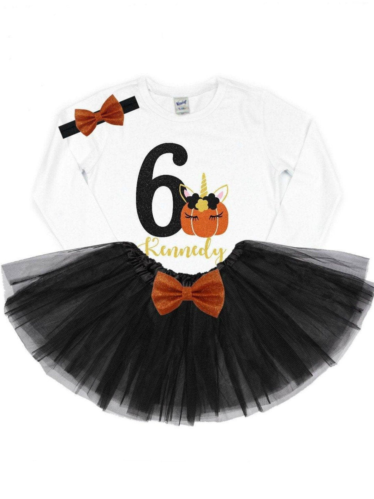 girls personalized pumpkin unicorn tutu outfit