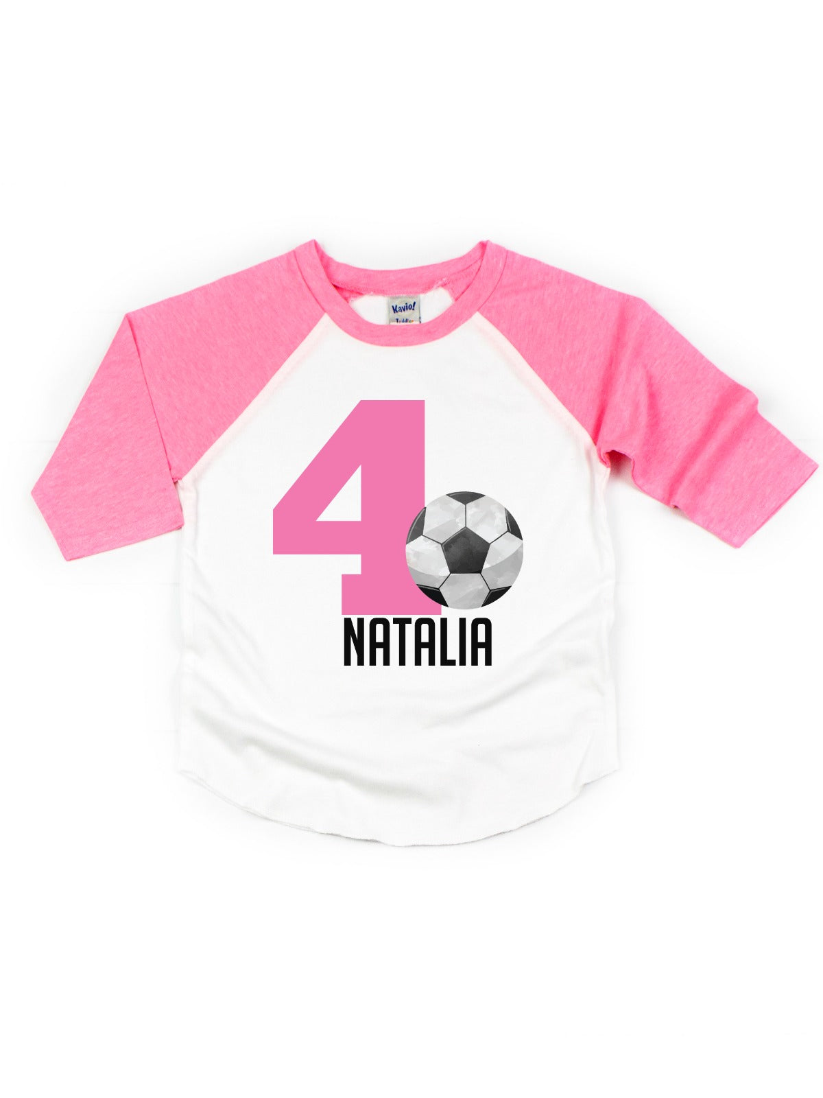 girls personalized soccer birthday raglan t-shirt