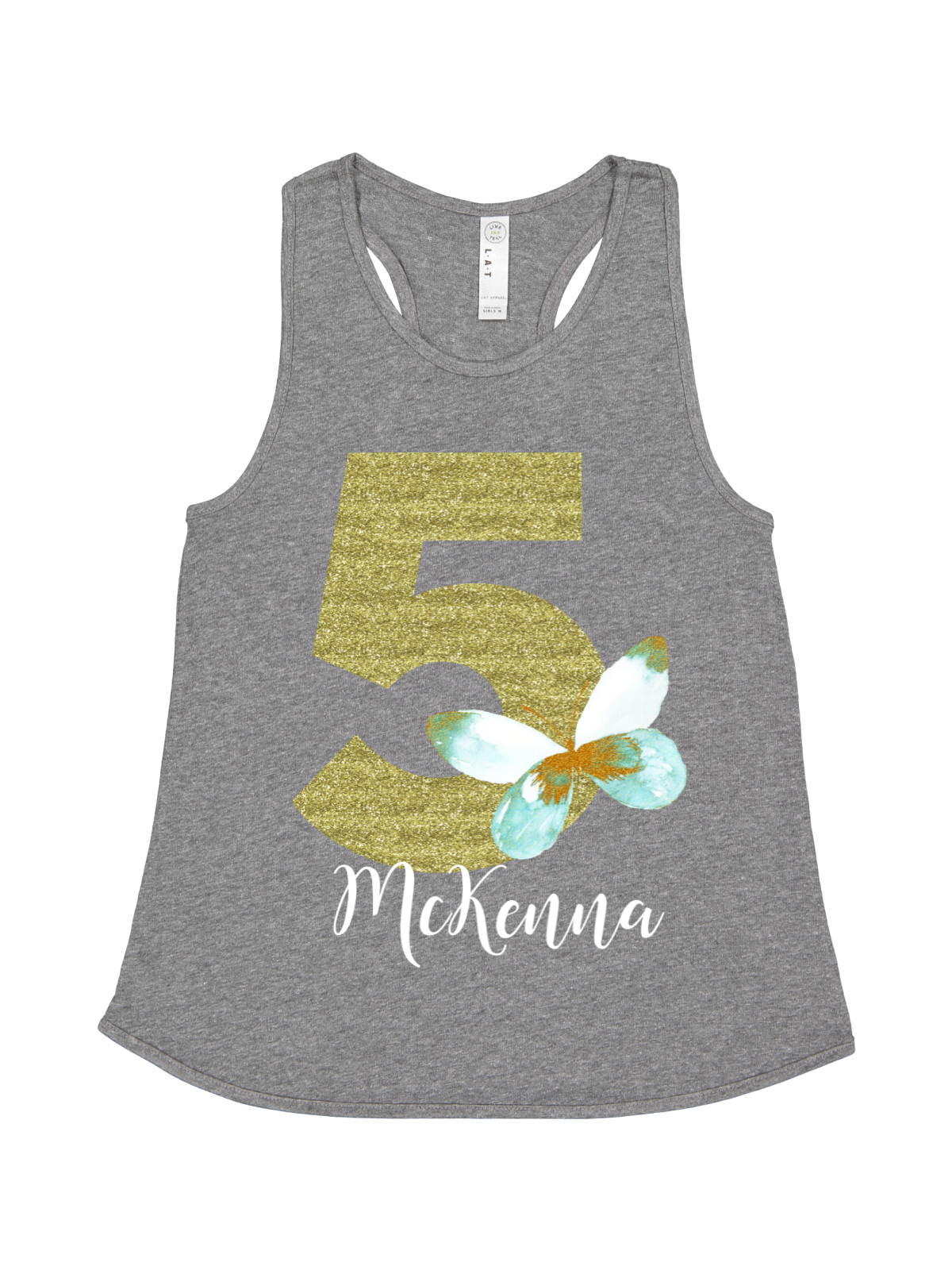 girls personalized tank top butterfly theme