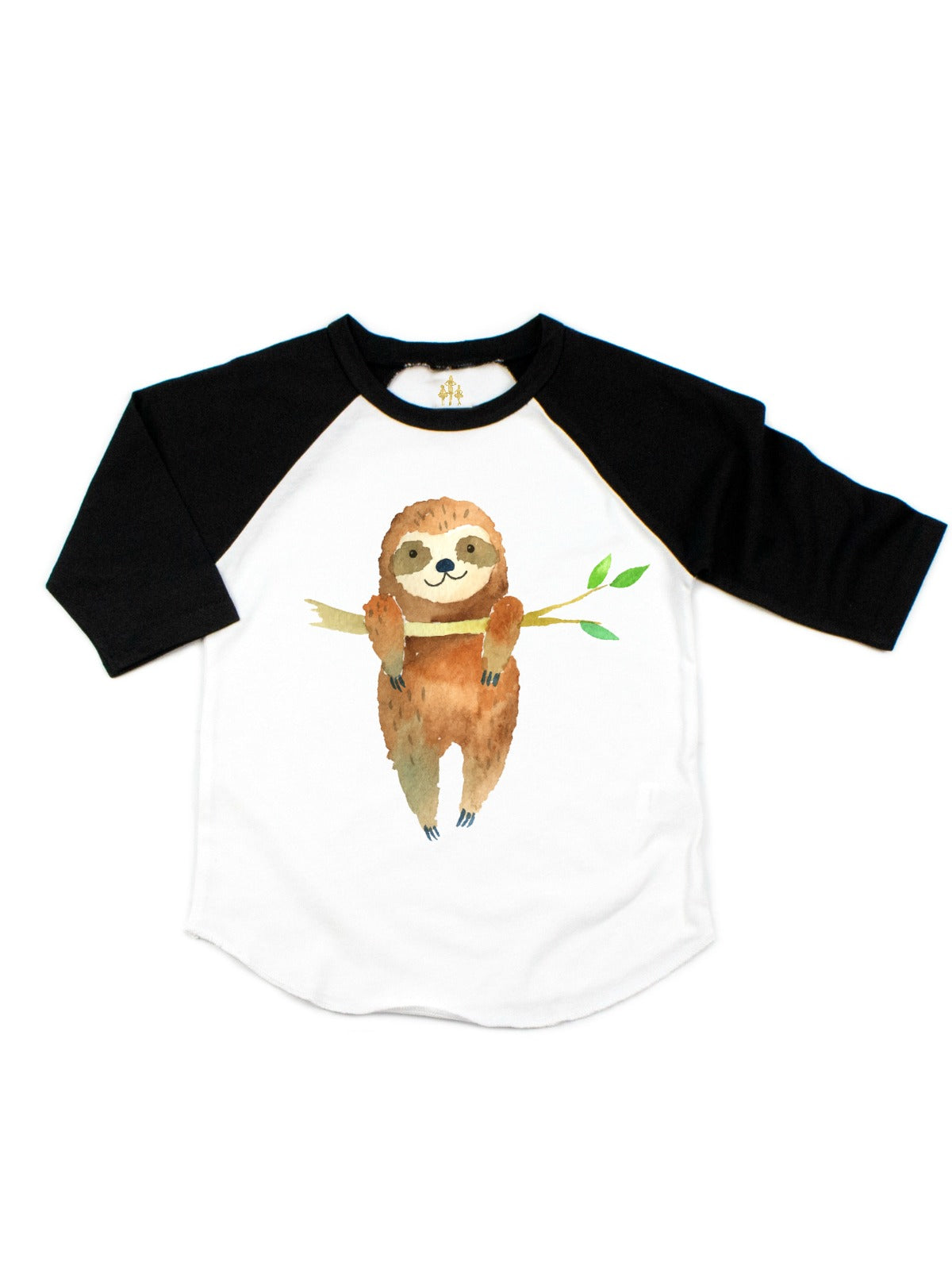 cute hanging sloth kids raglan t-shirt