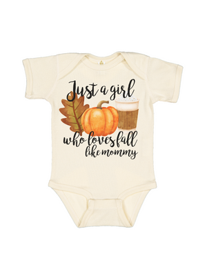 Just a girl who loves fall baby bodysuit
