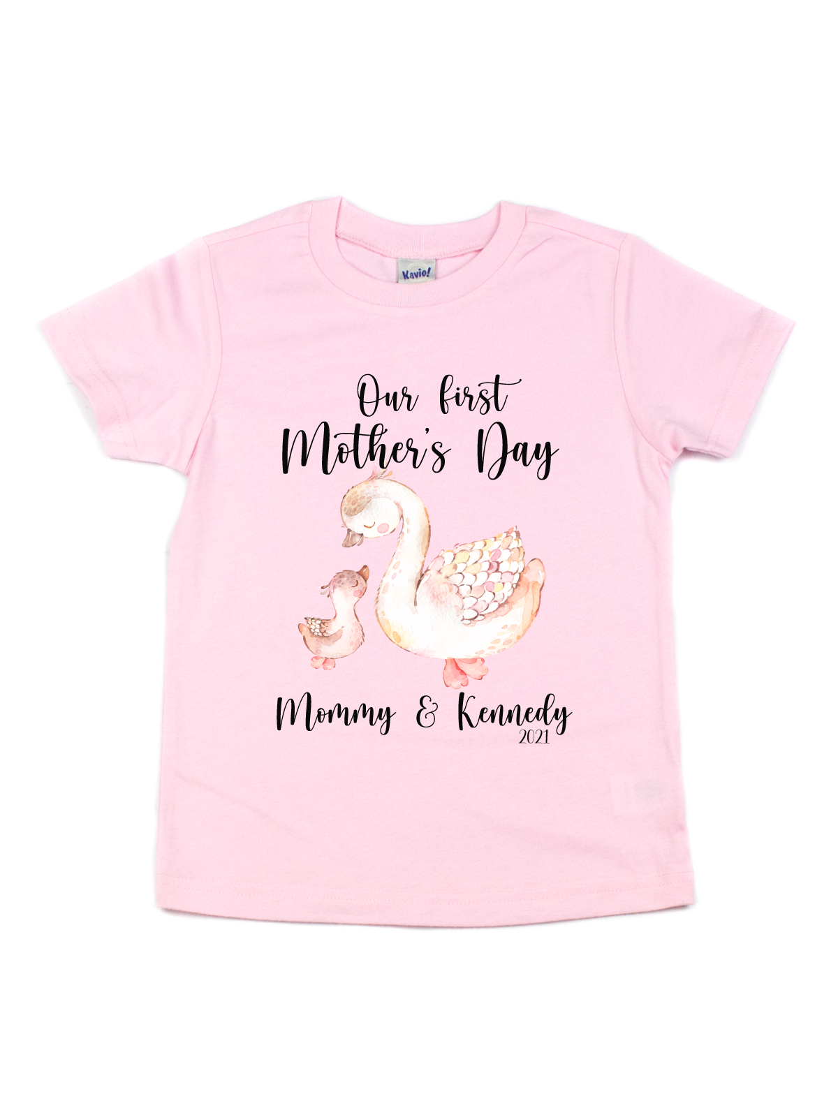 our first mother's day mommy and me swans bodysuit
