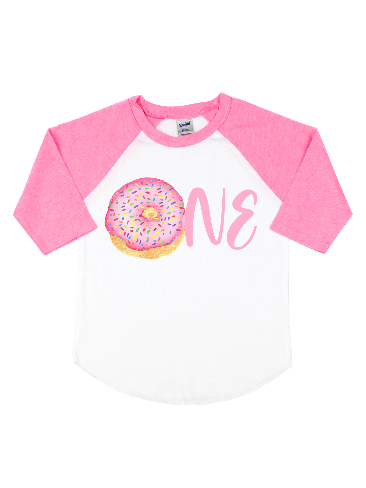 ONE pink sprinkle donut raglan shirt