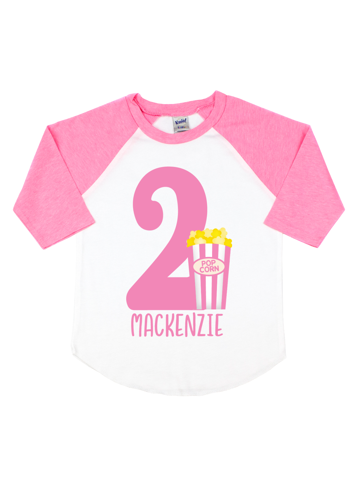 pink and white popcorn birthday shirt