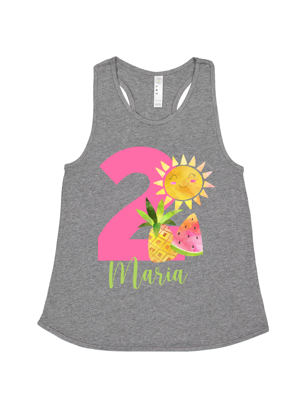 summer fruits personlized heather gray tank top