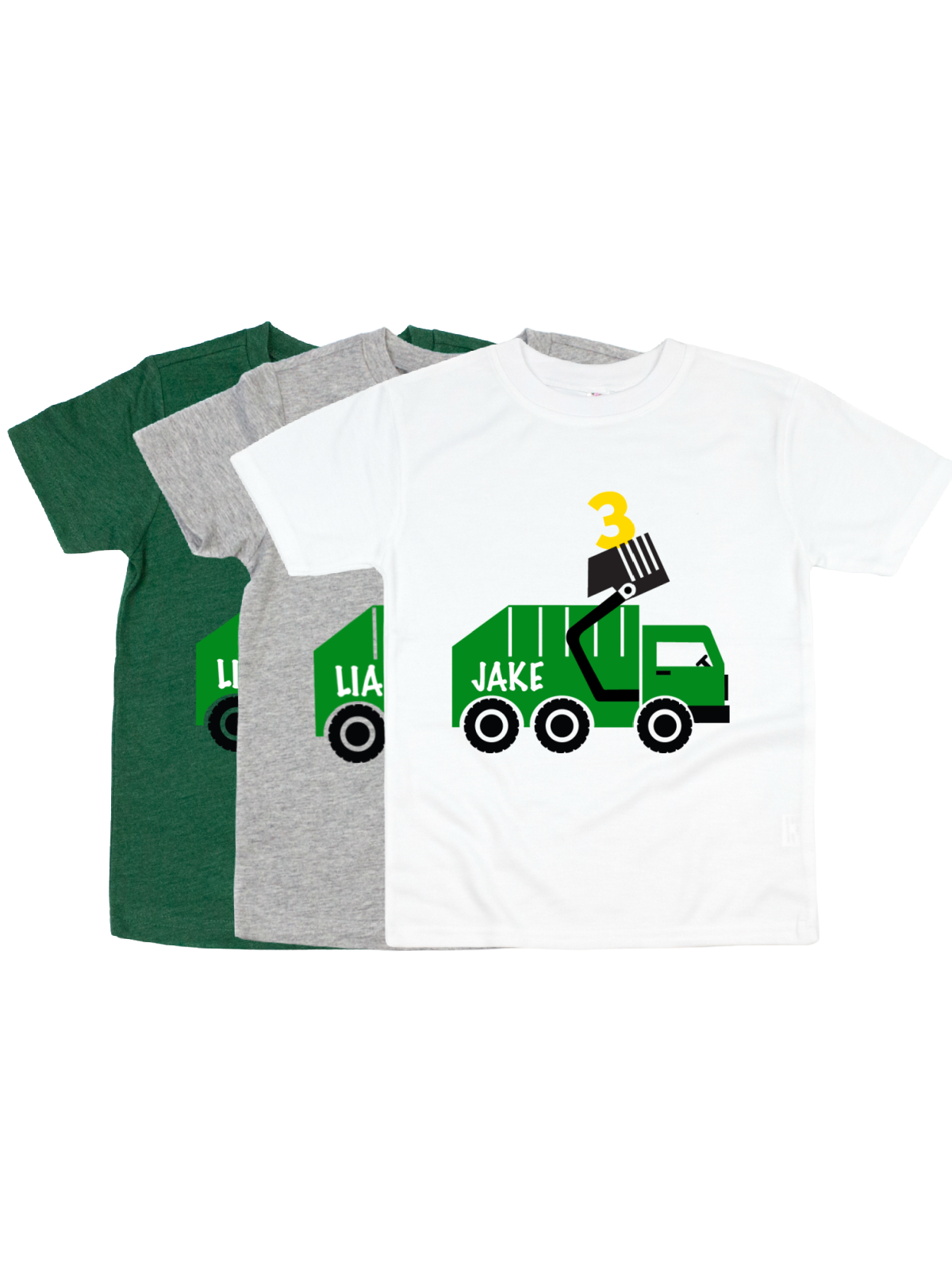 garbage truck kids birthday shirts