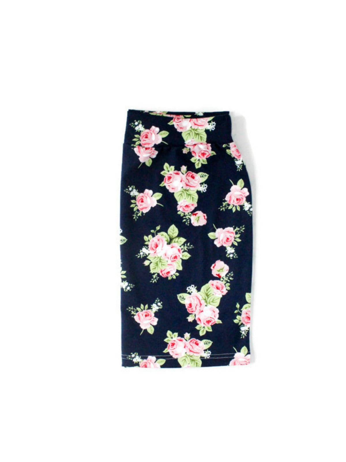 Deep Navy Floral Adult Pencil Skirt