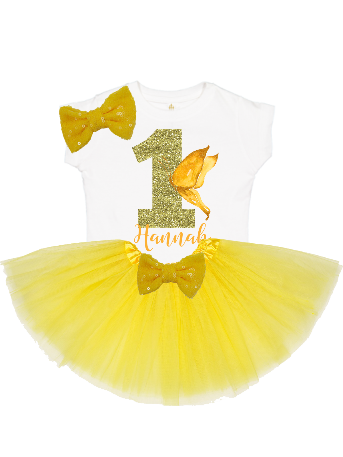 girls yellow and gold tutu outfit