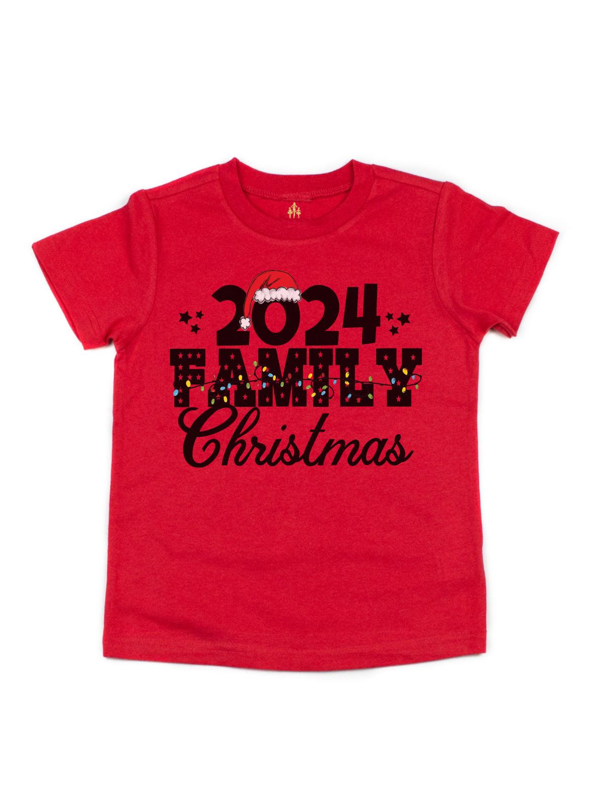 Kids 2024 Family Christmas Red Short Sleeve Shirt