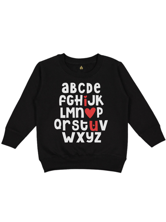 ABC I Love You Kids Valentine's Day Sweatshirt in Black