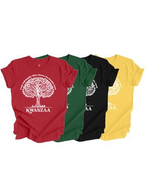 red, green, black, and yellow adult Kwanzaa shirts short sleeve