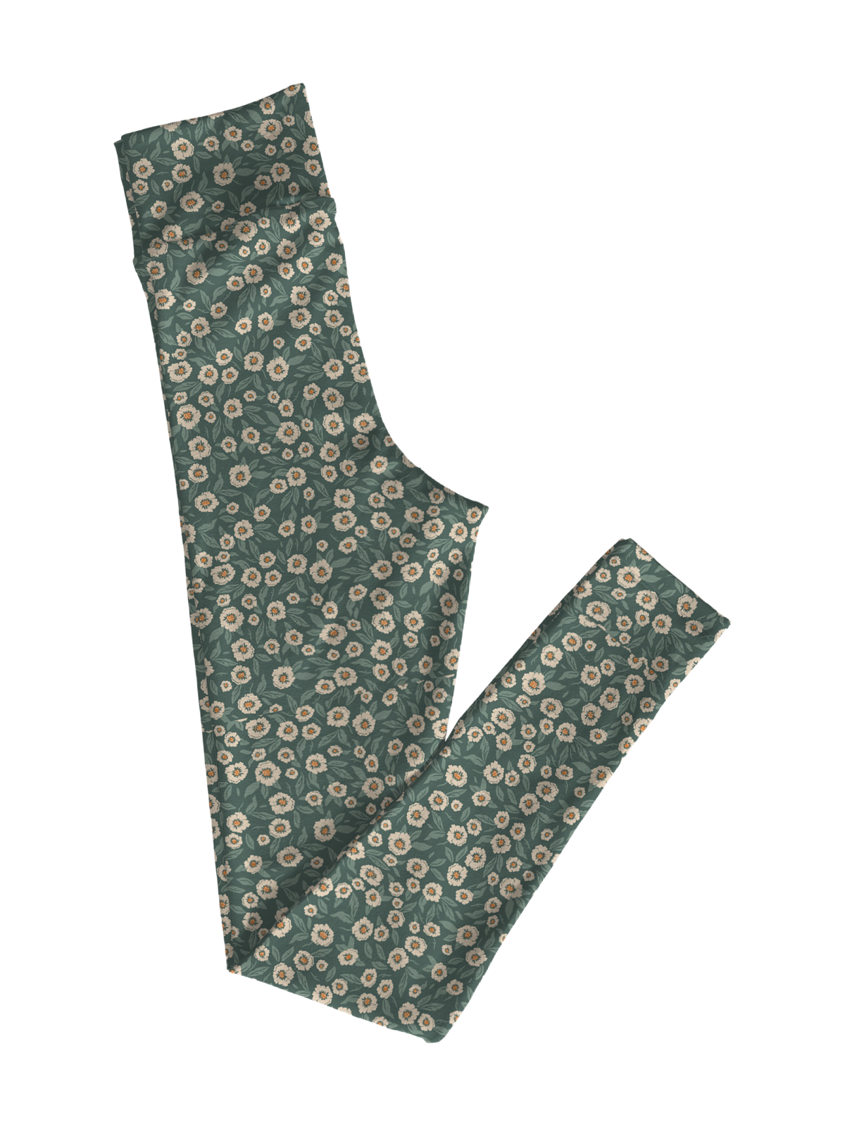 Women's Yoga Style Leggings in Forest Secrets Deep Green Floral Print