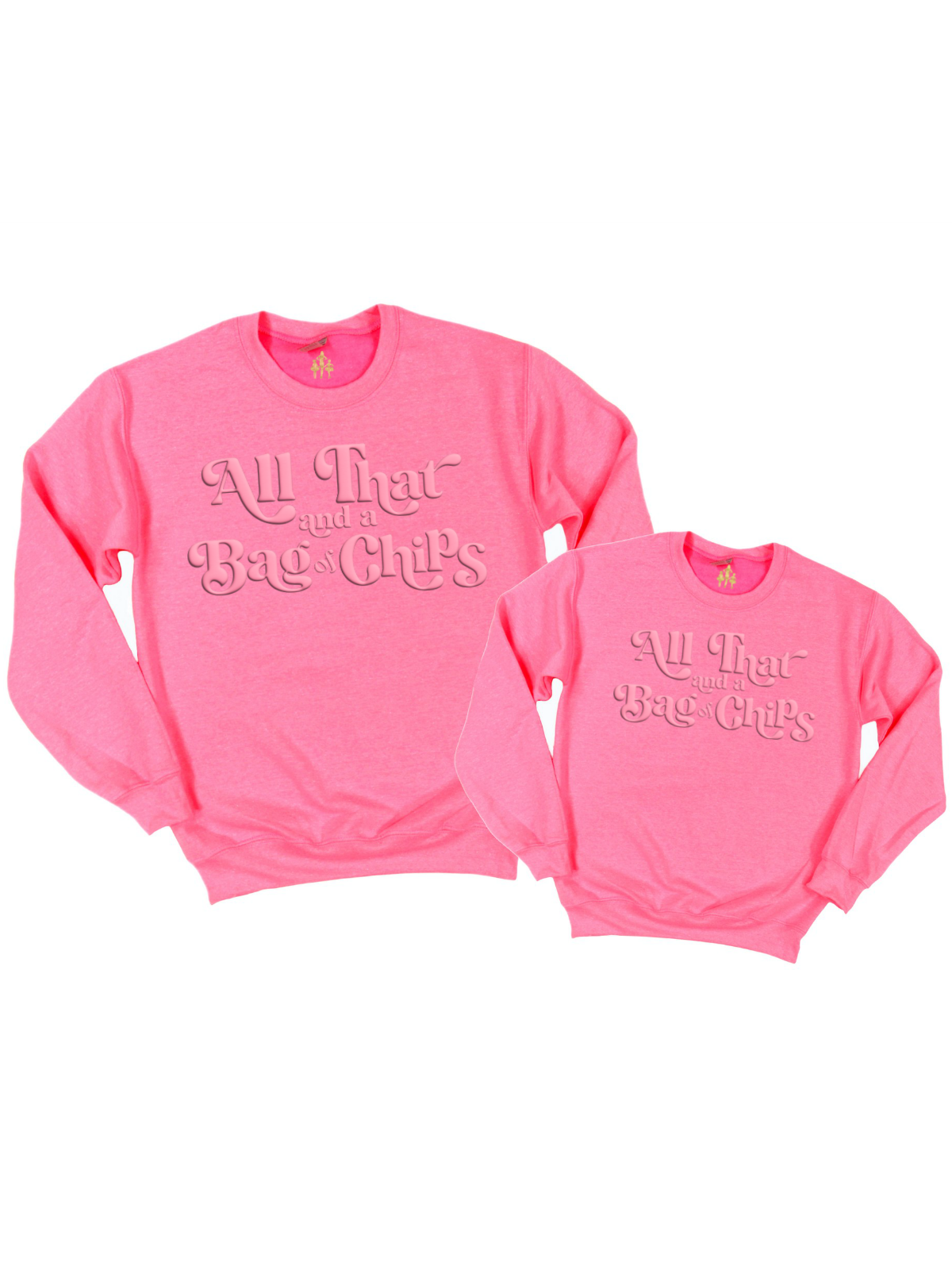All That and a Bag of Chips Matching Mommy and Me Sweatshirts in Pink