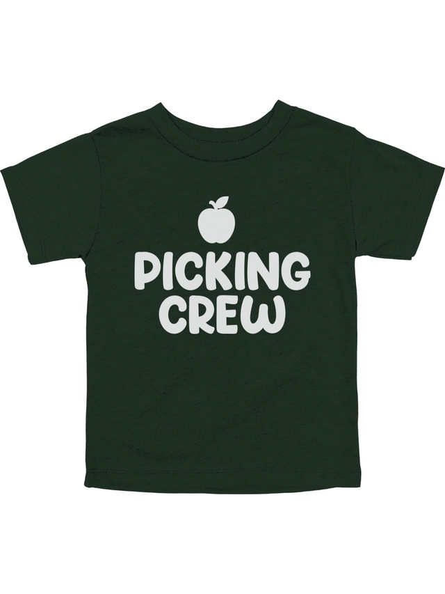Short sleeve green kids apple picking crew shirt
