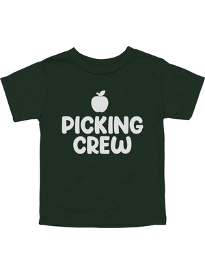 Short sleeve green kids apple picking crew shirt