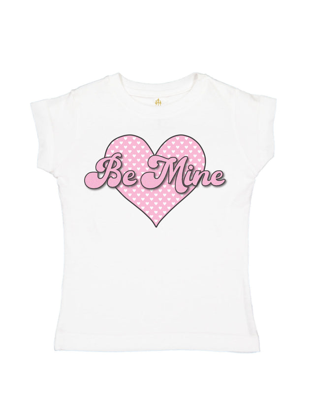 "Be Mine" Pink Hearts Short Sleeve Girls Shirt – Handmade Valentine's Day Tee