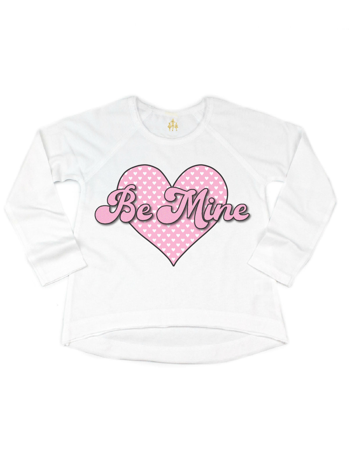 "Be Mine" Retro Pink Hearts Long Sleeve Girls Shirt – Valentine's Day Outfit