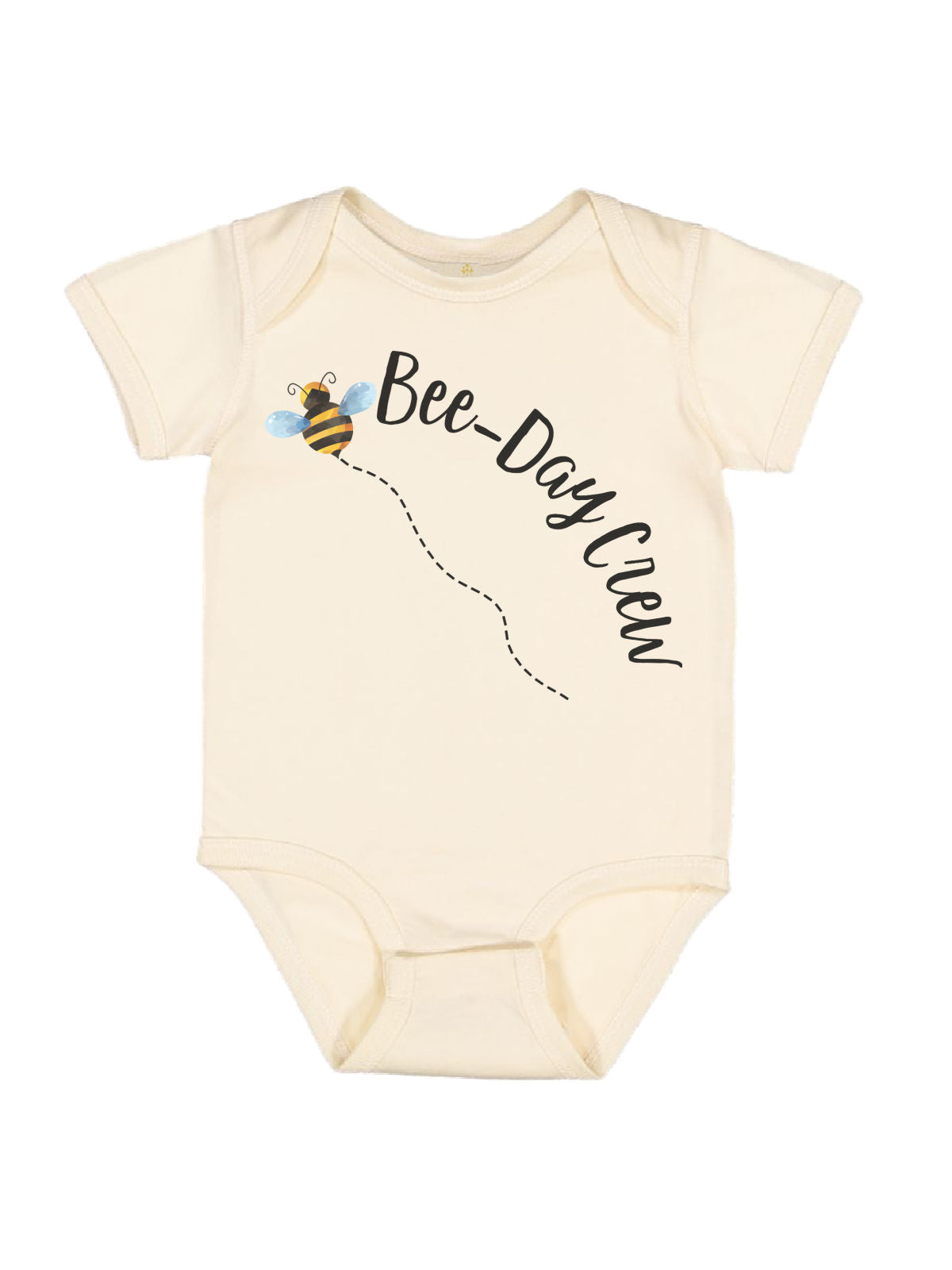 Bee-Day Crew Bumble Bee Birthday Squad Infant Bodysuit in Natural Cream