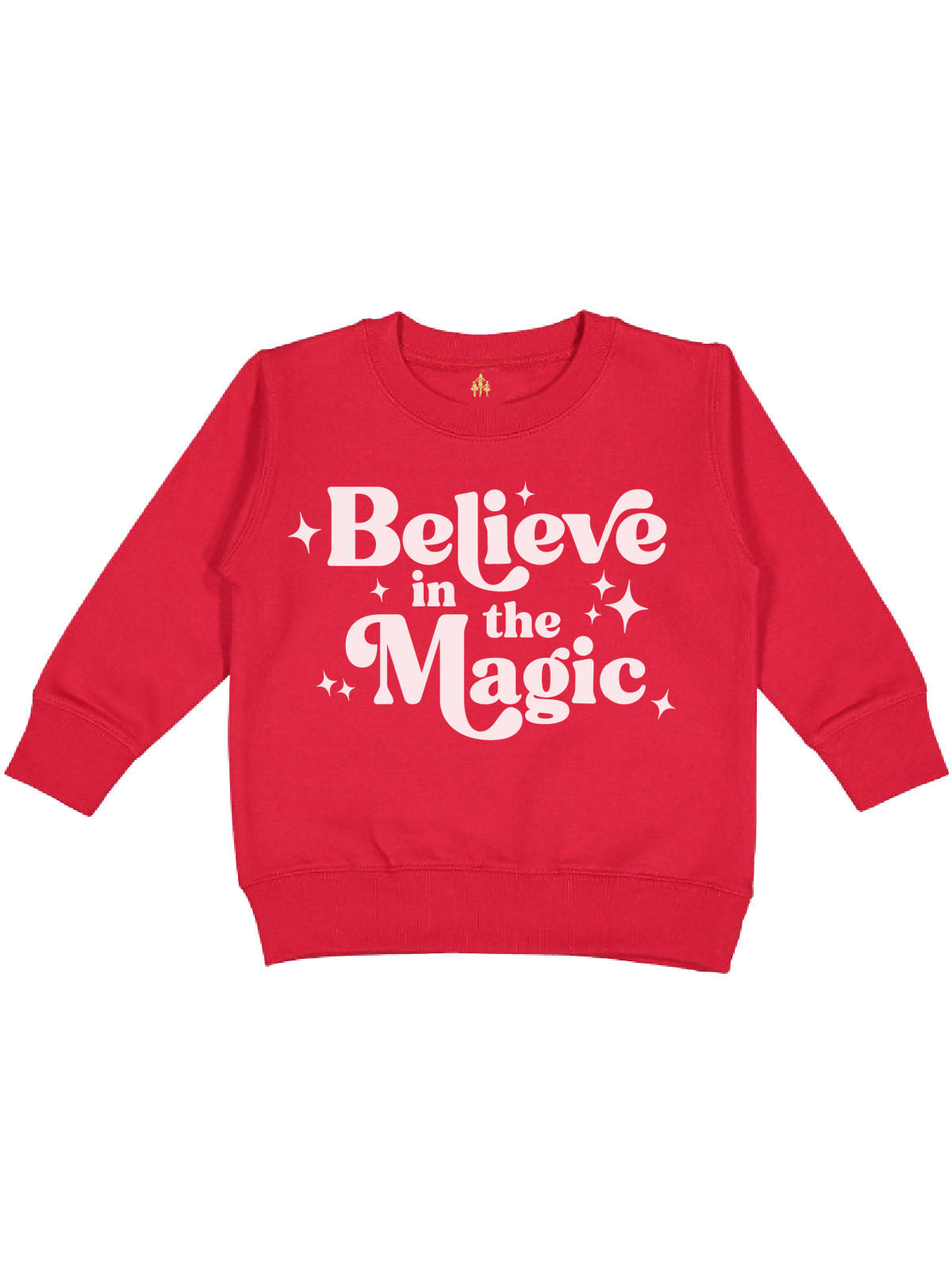 Matching mommy and me Christmas sweatshirts in red Believe in the Magic and Magic Maker