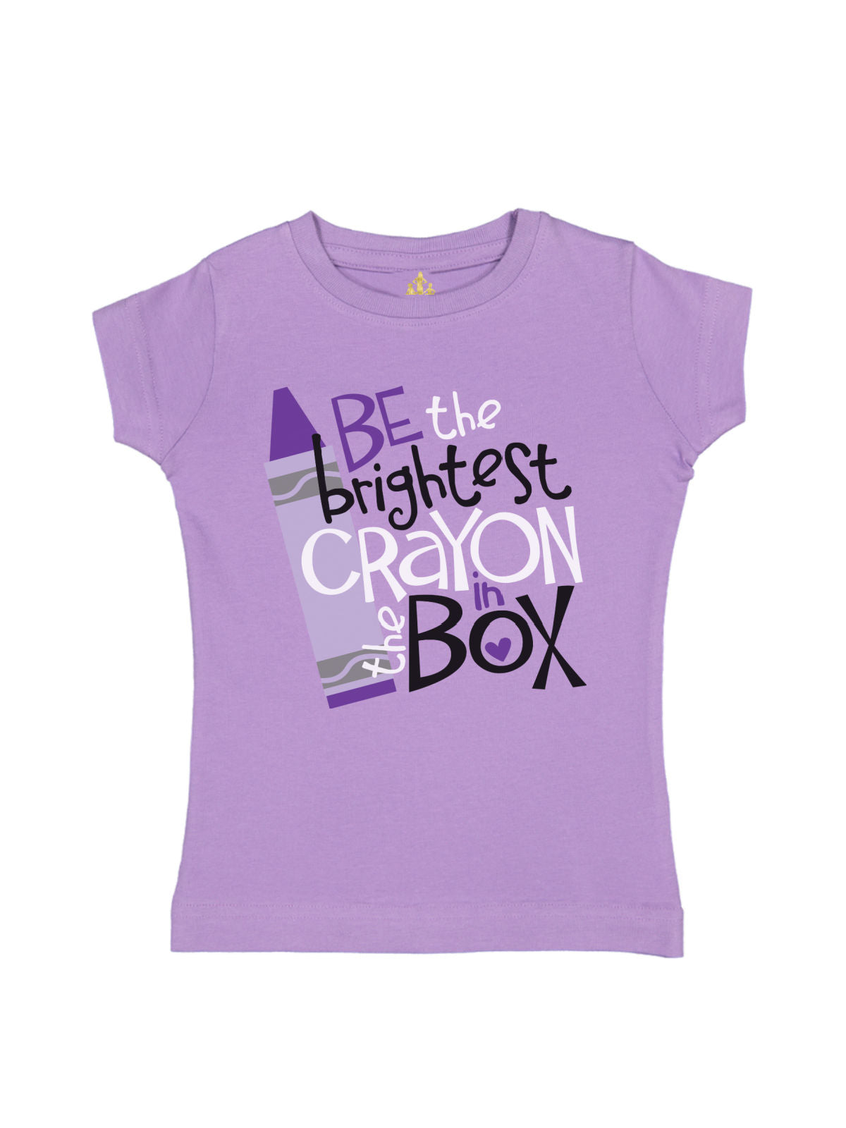Be the Brightest Crayon in the Box girls lavender shirt – cute back to school tee from MM of Philly