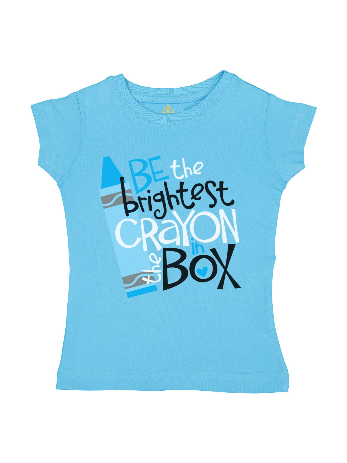 Be the Brightest Crayon in the Box girls light blue shirt – inspirational back to school tee by MM of Philly