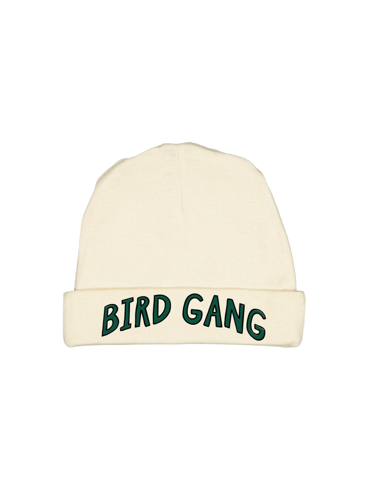 Natural infant beanie hat with “Bird Gang” Philly football design
