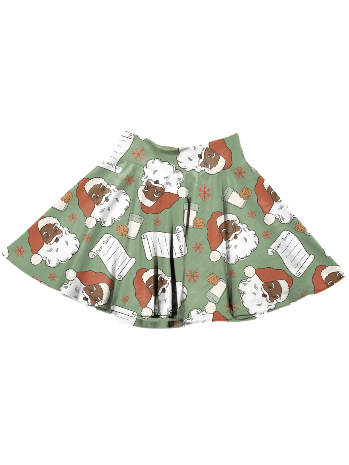 Black Santa green girls circle skirt