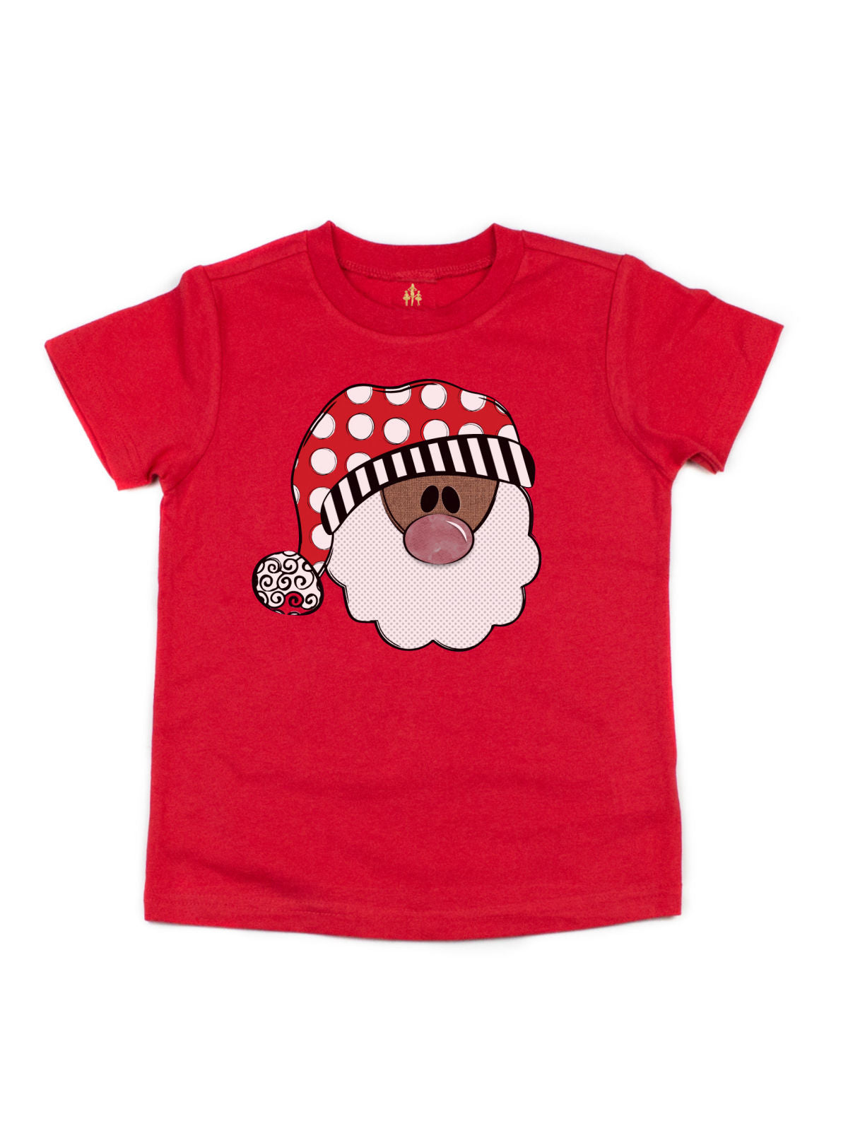 Short sleeve red kids t-shirt with Santa in polka dot hat