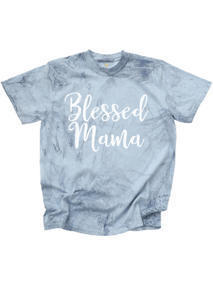 Blue Blessed Mama Tie Dye Shirt