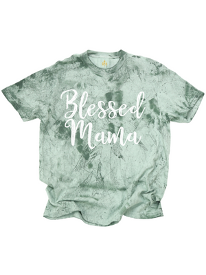 Green Blessed Mama Tie Dye Shirt