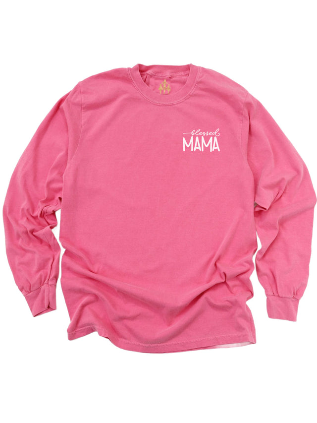 Blessed Mama berry pink long sleeve shirt for moms