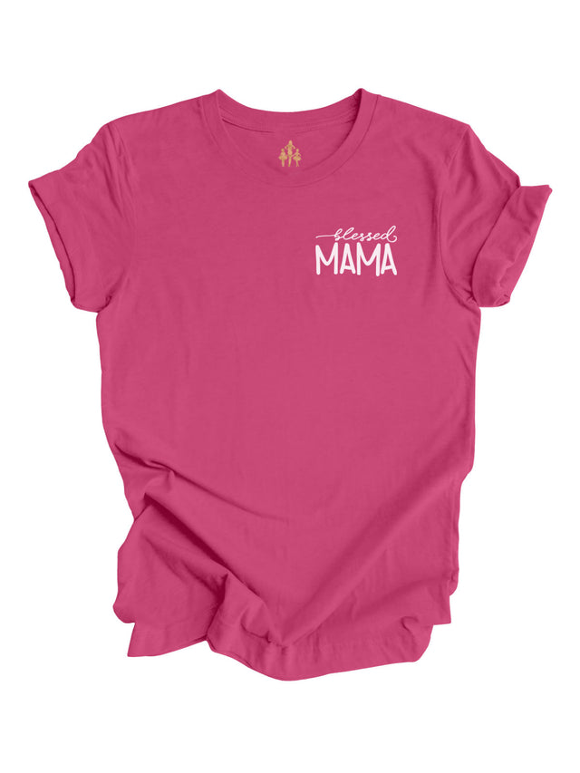 Blessed Mama berry pink mom shirt short sleeve