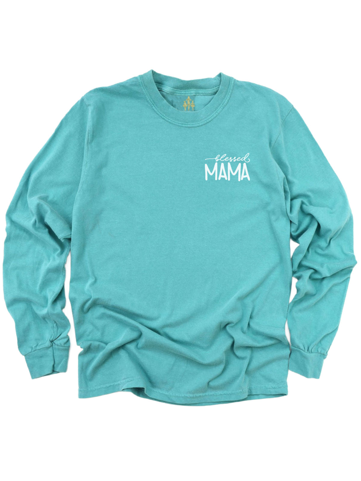 Blessed Mama women's baby blue long sleeve shirt