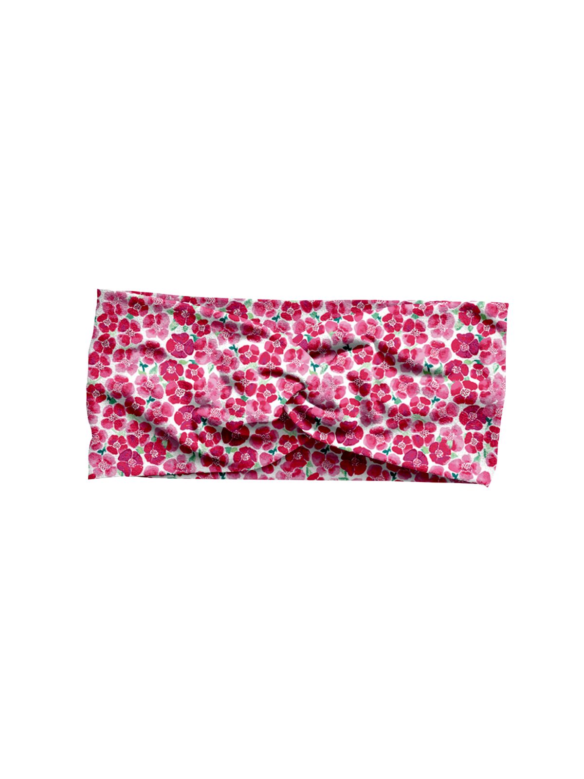 Mommy and me floral spring headband set with pink and white blooming print and twist front

