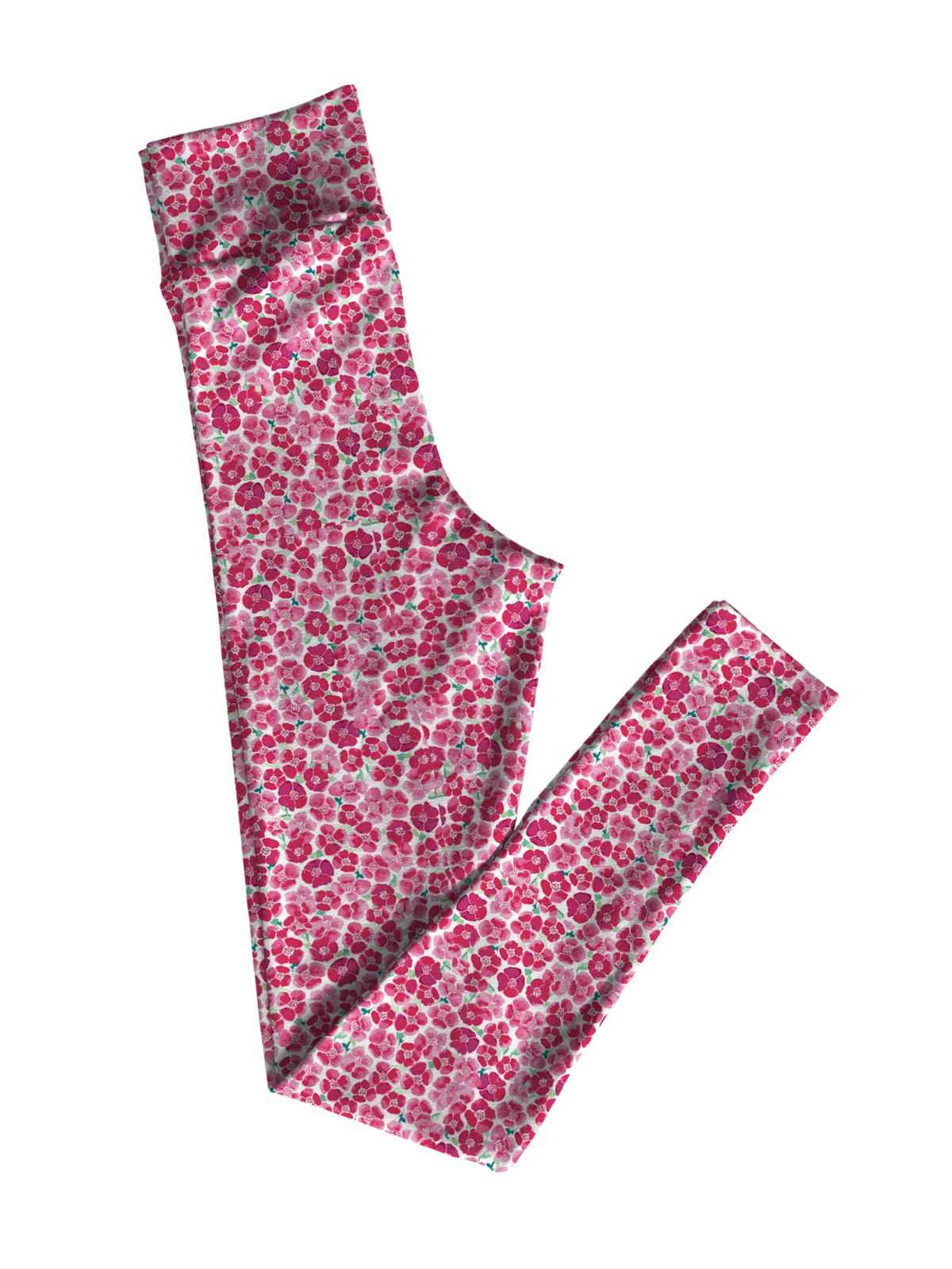 Blooming Fields women’s spring leggings in pink floral print with yoga waistband