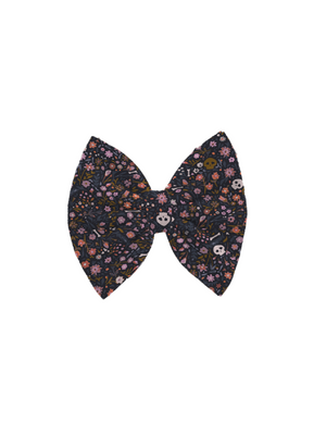 Girls Halloween Hair Bow in Boneyard Black