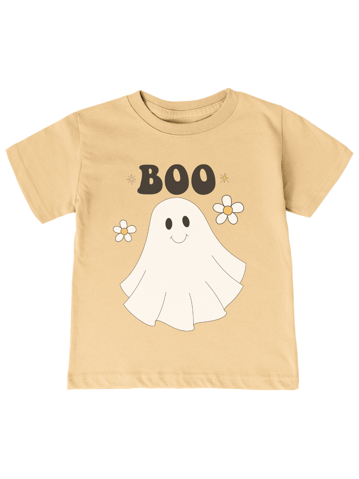 Kids Boo Ghost Halloween T-Shirt in Latte Beige
