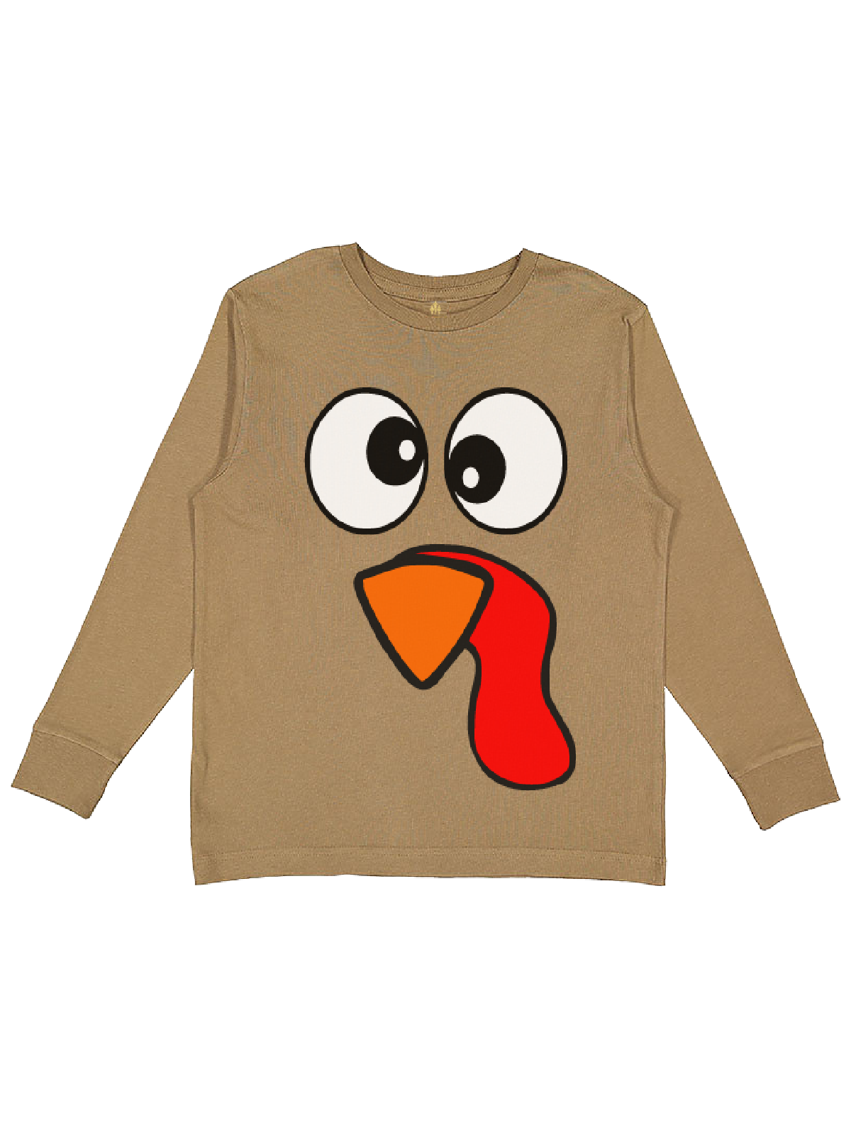 Boys Turkey Face Thanksgiving Shirt in Coyote Brown