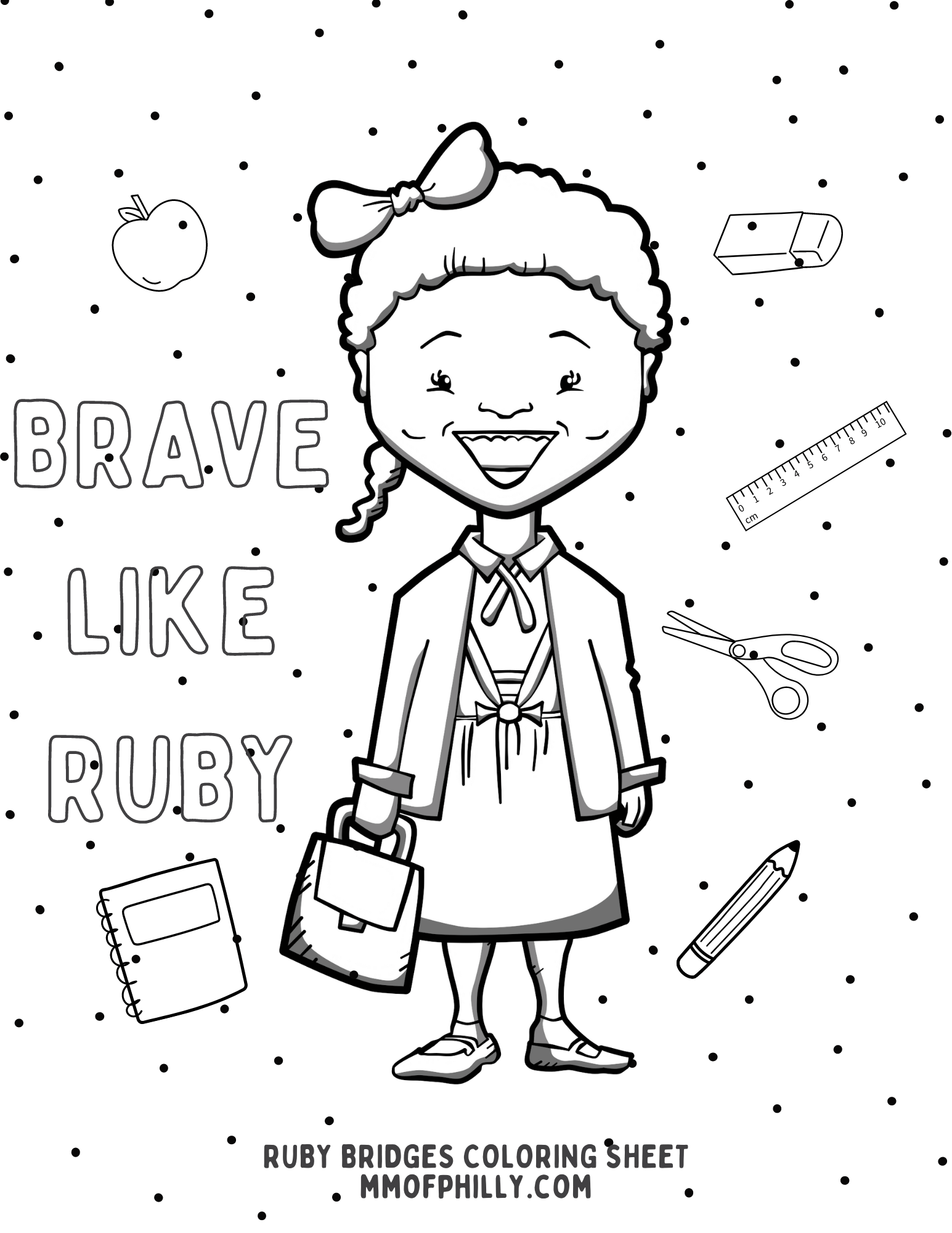 Brave like Ruby Bridges Coloring Page Mackenzie Madison of Philadelphia